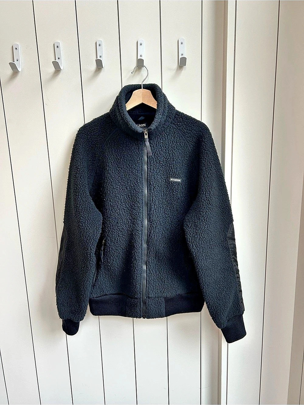 Filson Sherpa Fleece Jacket Black Full-Zip Size Medium